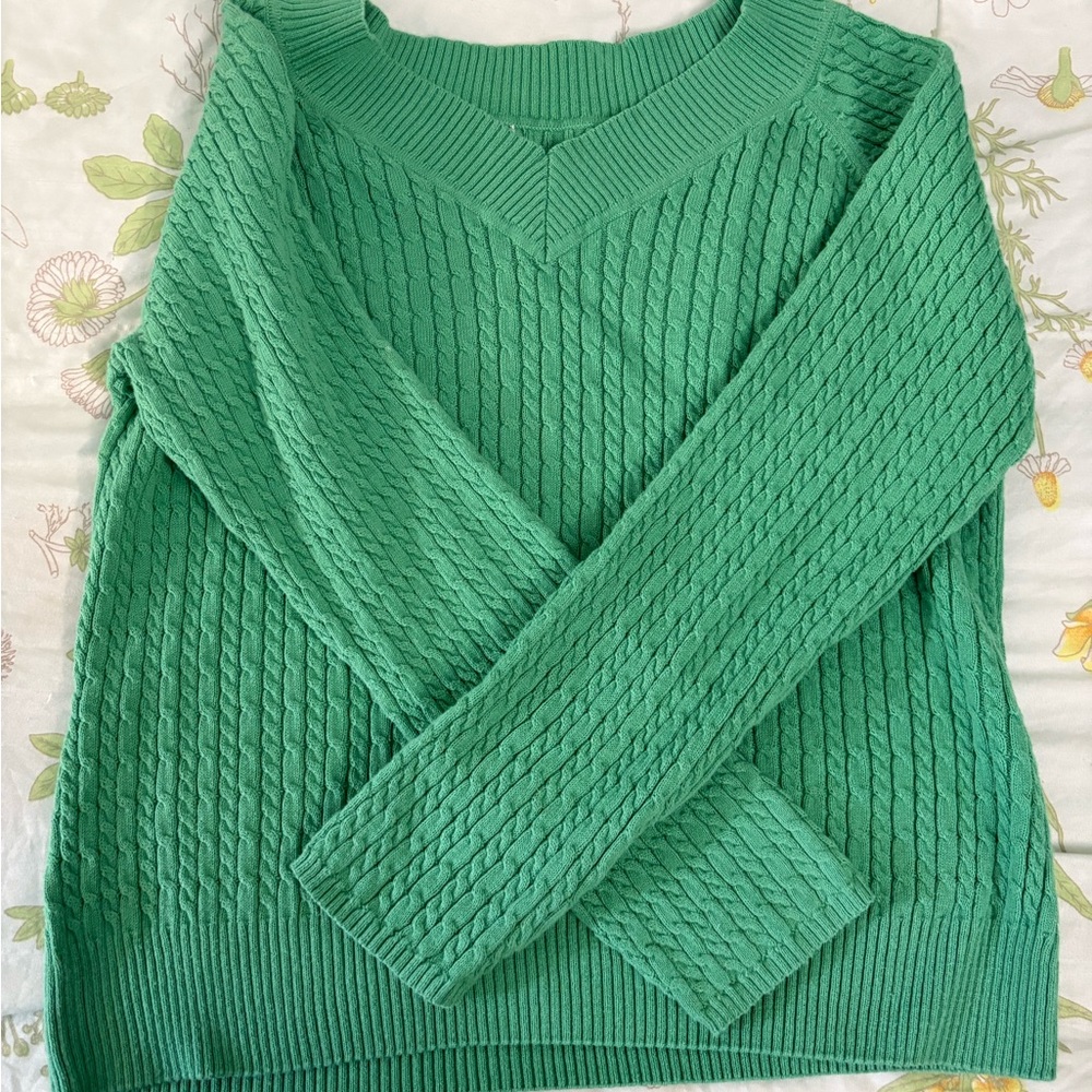 Green Cable Knit Women's Sweater